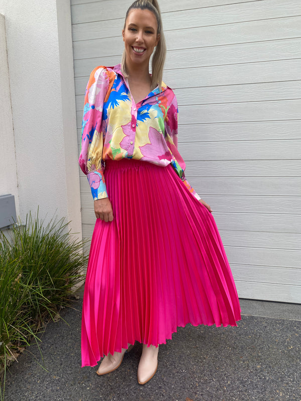 Pene pleat skirt - Neon pink