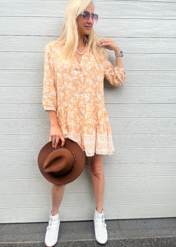 Macy dress - Neutral and White boho print