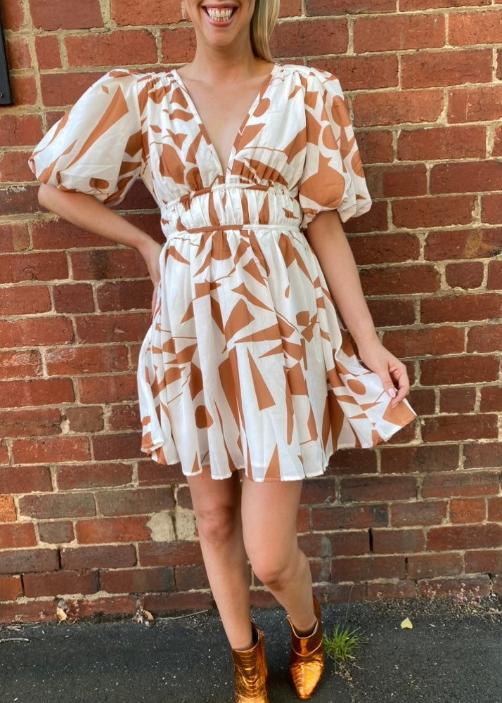 Taylor short dress - White and tan