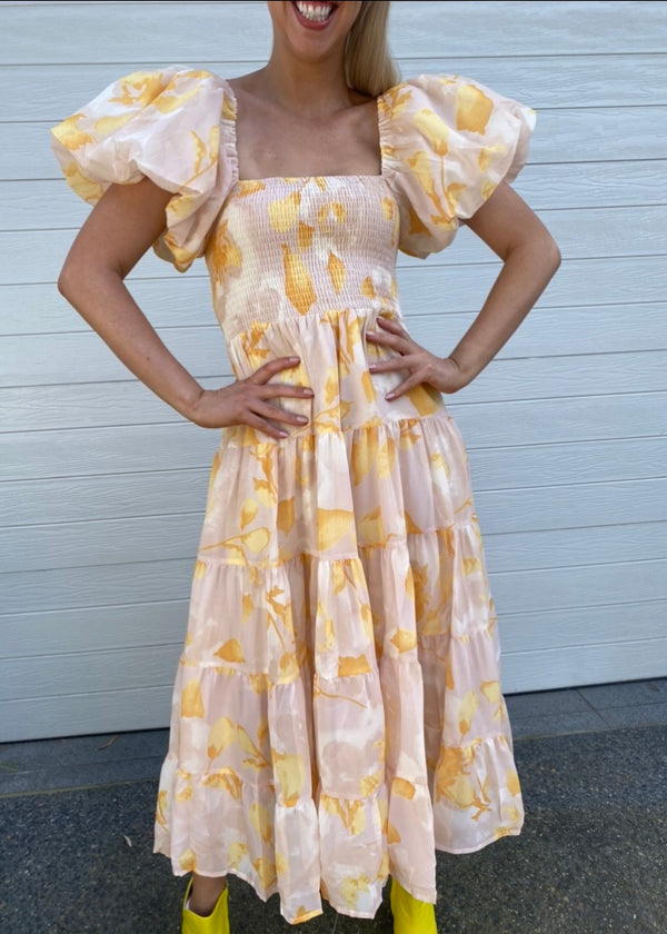 Layla dress - Yellow floral print