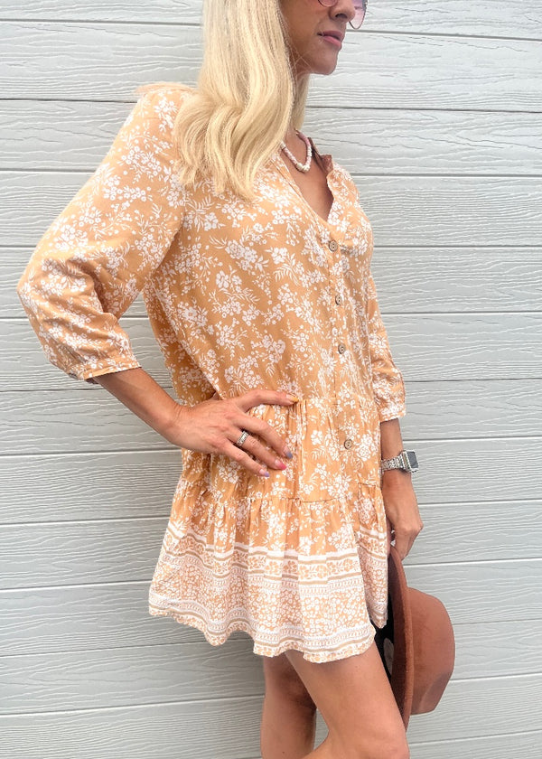 Macy dress - Neutral and White boho print