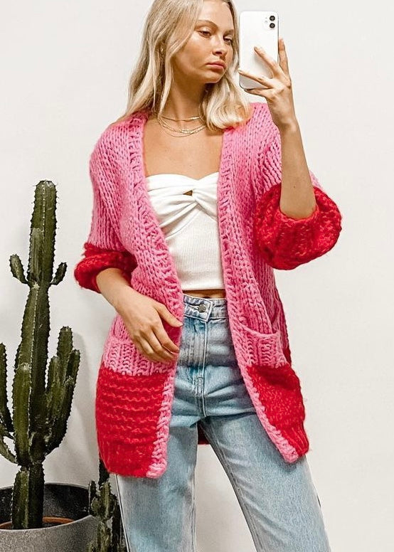 Fantasy Cardigan - Pink and Red
