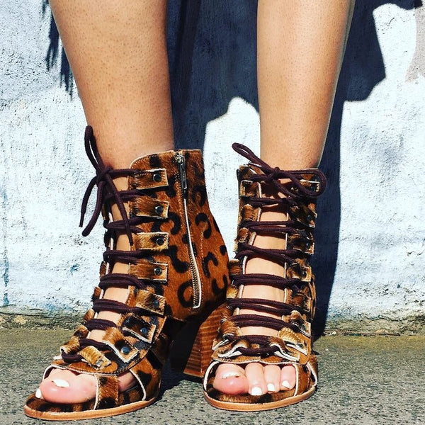 Gypsy Gladiator Sandals - Leopard-Shoes-jfahristore