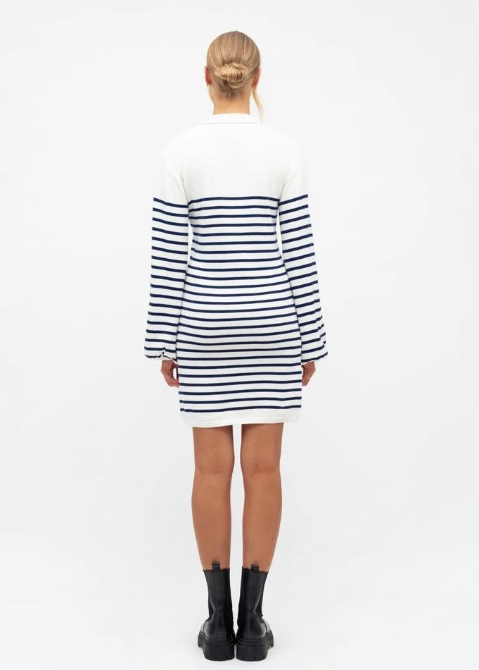 Jessica knit dress - White and navy stripes