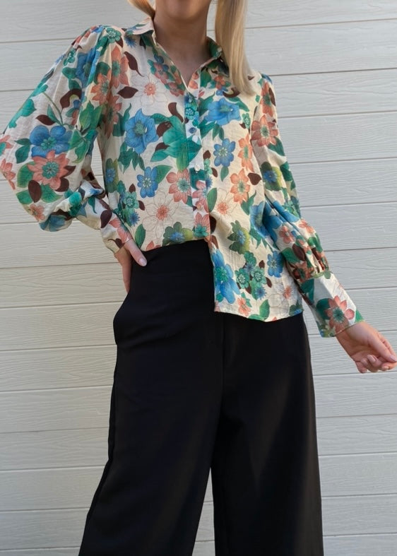 Dina shirt - Blue and green floral