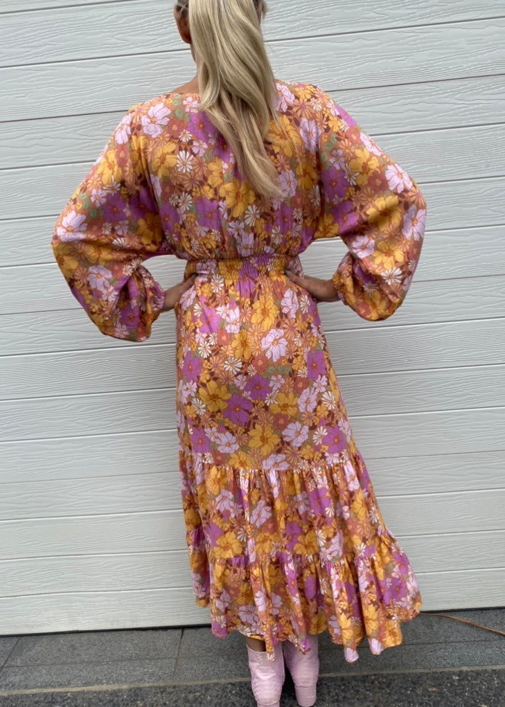 Lucy dress - Lilac and Mustard floral