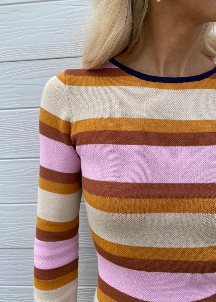 Halycon dress - Pink and neutral striped