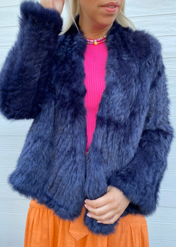 Ada fur jacket - Navy blue