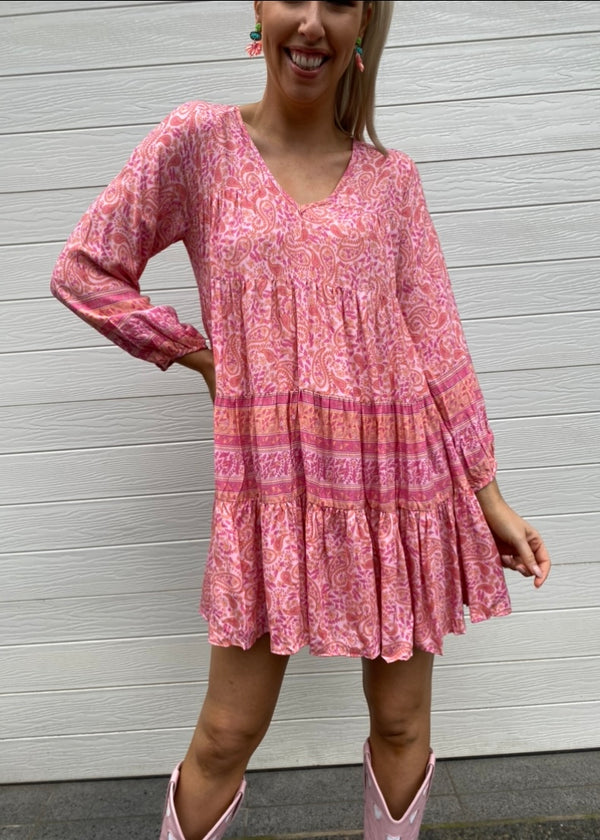 Pearl dress - Pink paisley Print