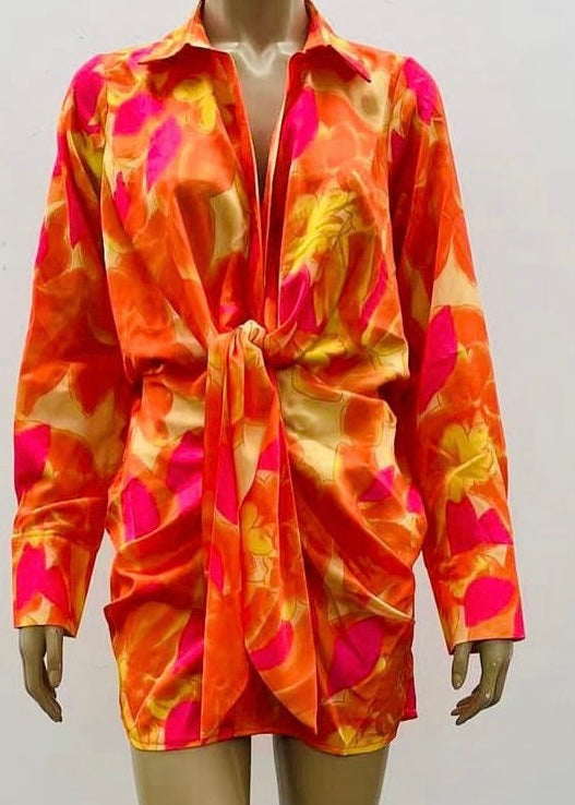 Helena Dress - Pink and Orange floral