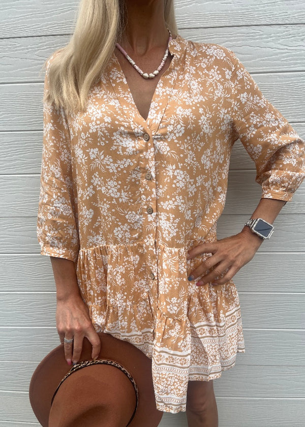 Macy dress - Neutral and White boho print