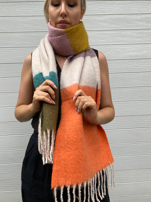 Rug Up Scarf - Orange and Pink Multi