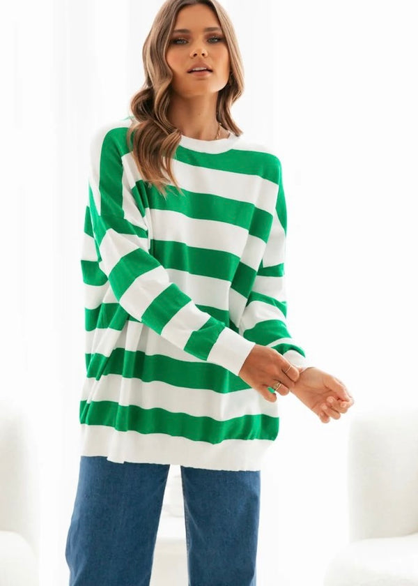 Weekend Sweater - Green and white