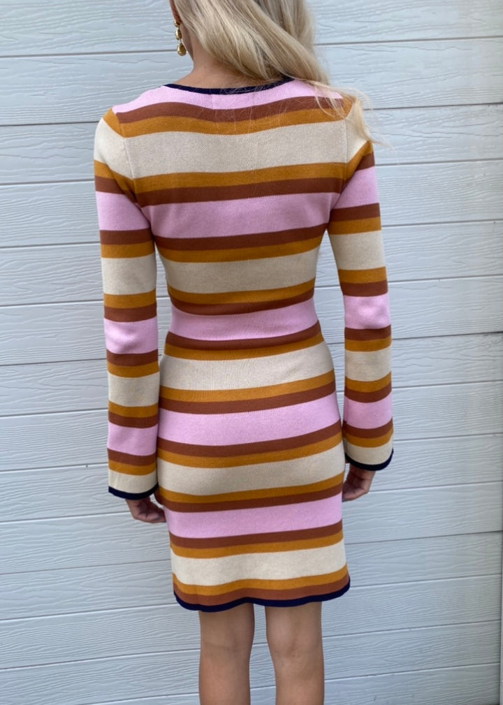 Halycon dress - Pink and neutral striped