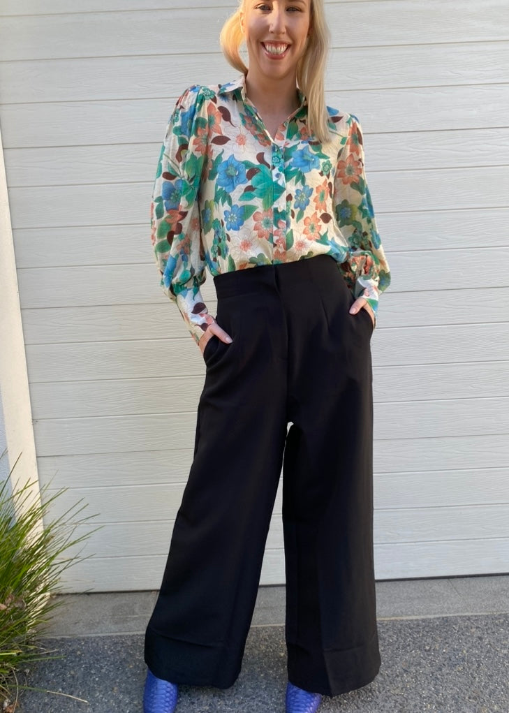 Dina shirt - Blue and green floral