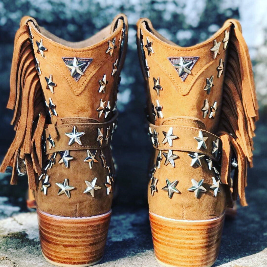 Elodie Cowgirl Boot - Tan-Shoes-jfahristore