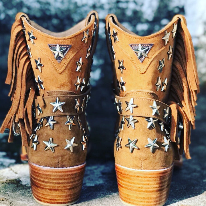 Elodie Cowgirl Boot - Tan-Shoes-jfahristore