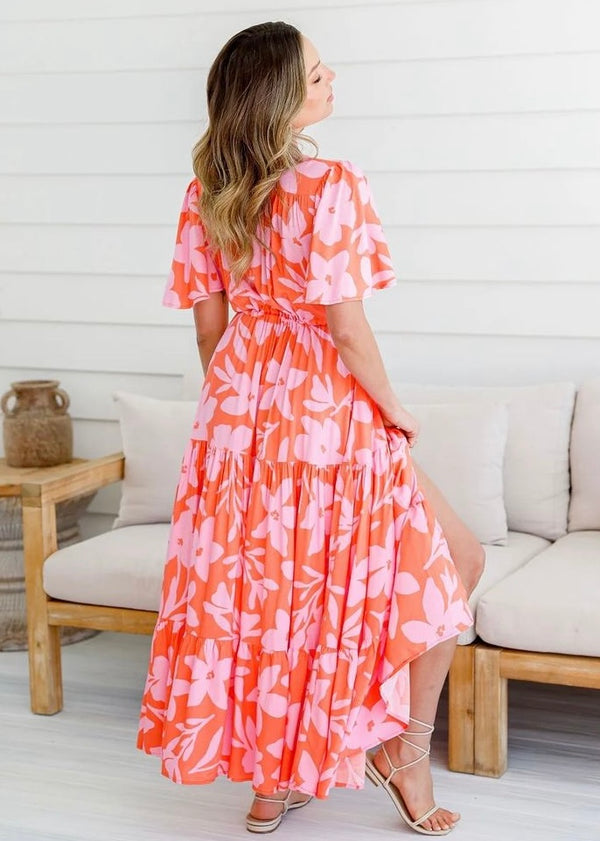 Augusta dress - Orange and Pink Floral