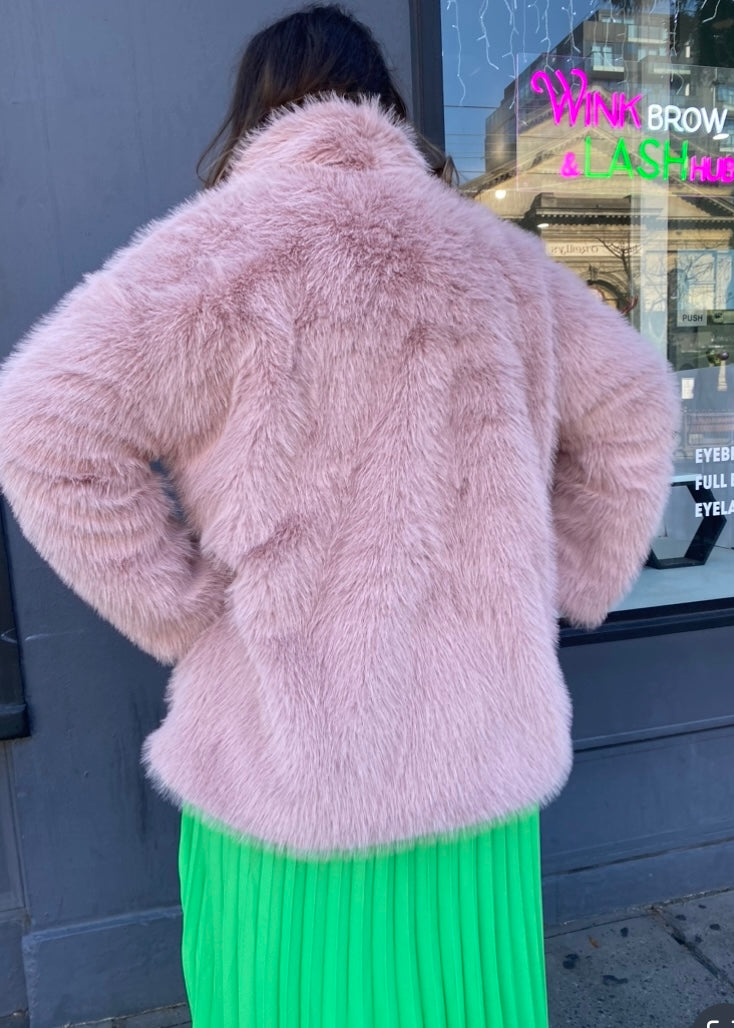 Biba Faux Fur Coat - Pink