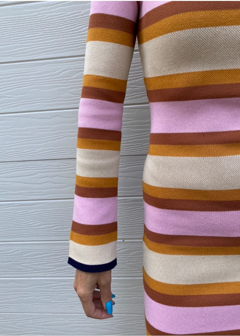 Halycon dress - Pink and neutral striped