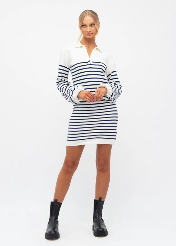 Jessica knit dress - White and navy stripes