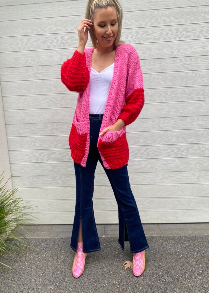 Fantasy Cardigan - Pink and Red