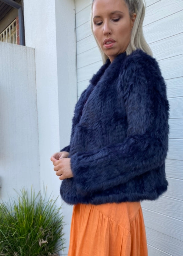 Ada fur jacket - Navy blue