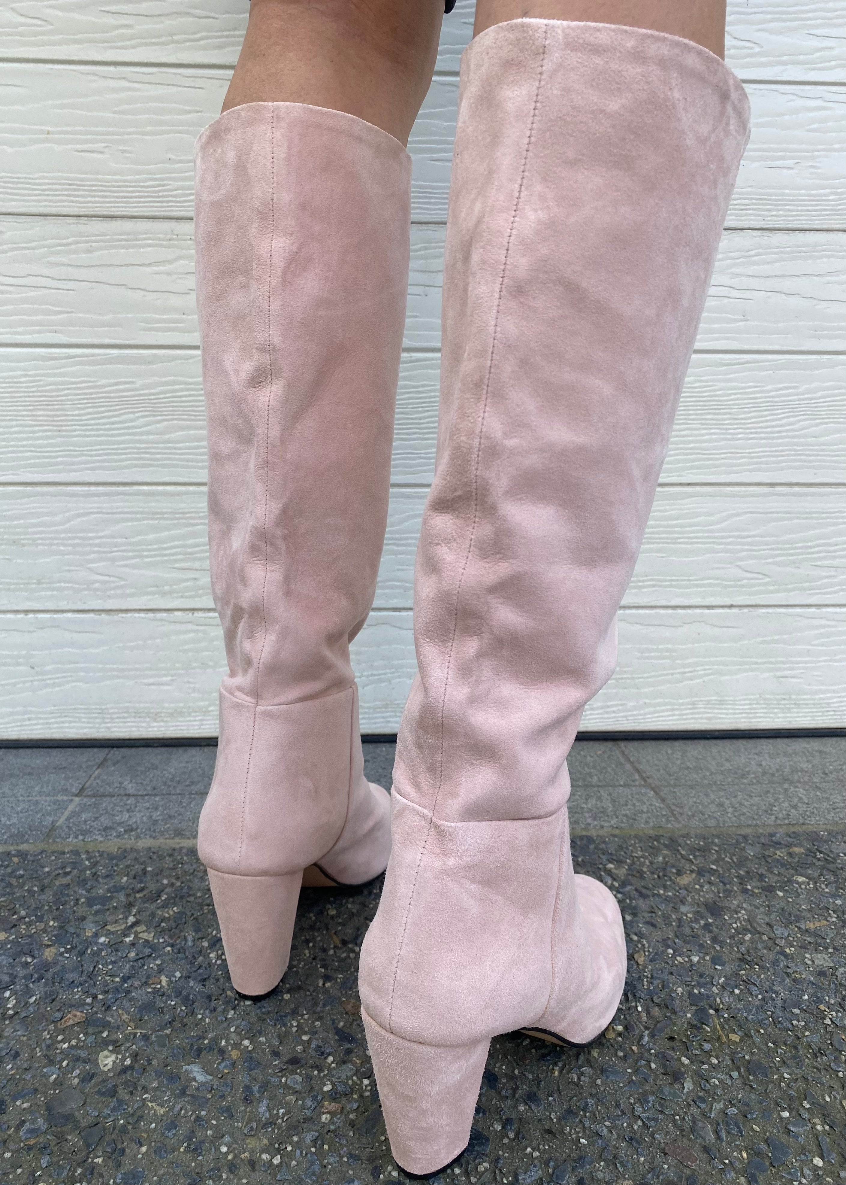 Light pink online suede booties
