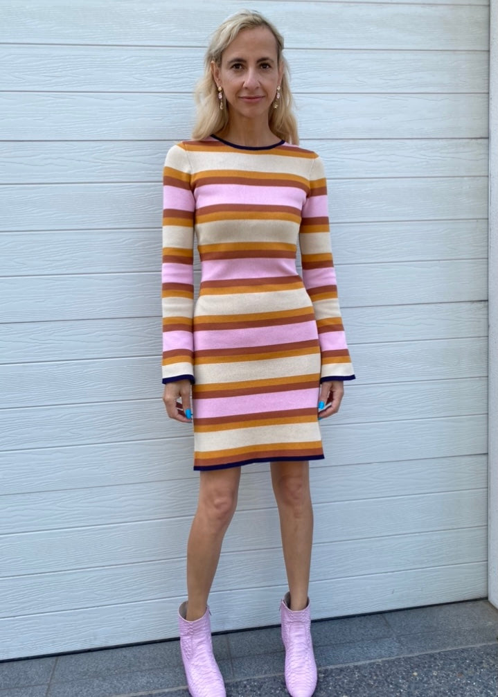 Halycon dress - Pink and neutral striped