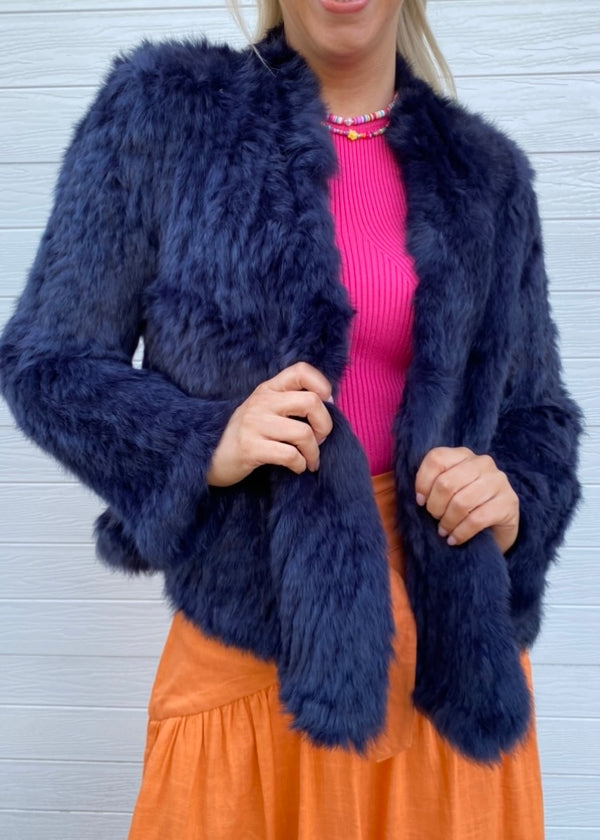 Ada fur jacket - Navy blue