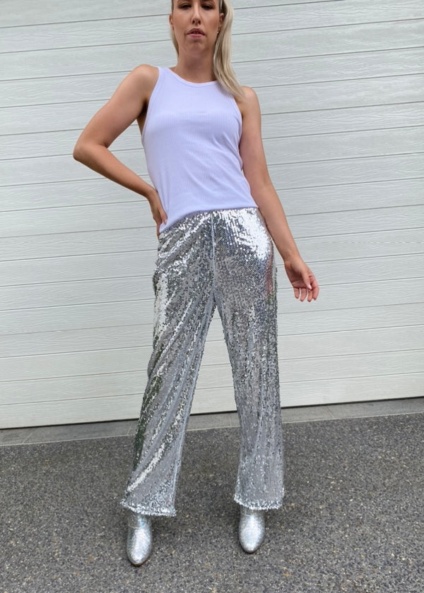 Alyssa Sequin Pants - Silver