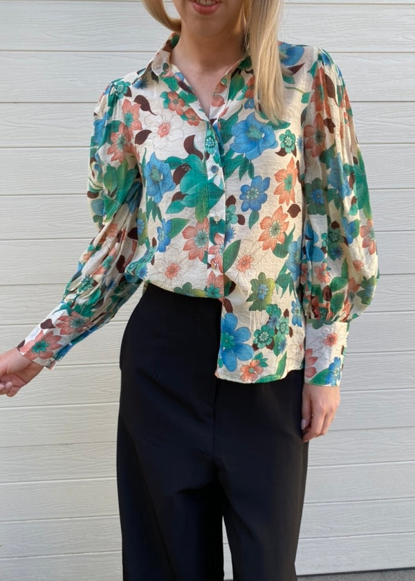 Dina shirt - Blue and green floral