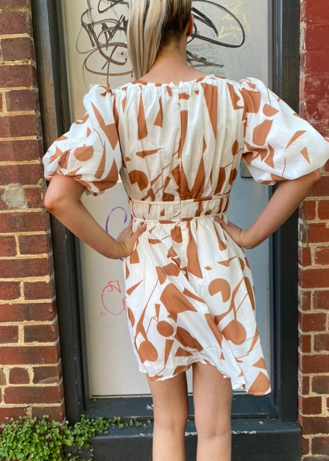 Taylor short dress - White and tan