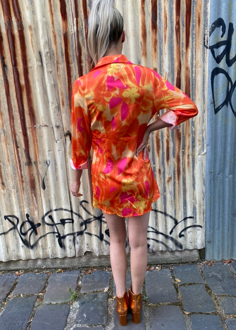 Helena Dress - Pink and Orange floral