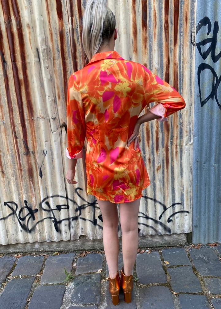 Helena Dress - Pink and Orange floral