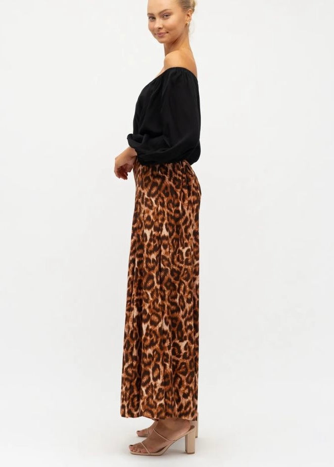 Hugo Wide Leg Pant - Leopard Print