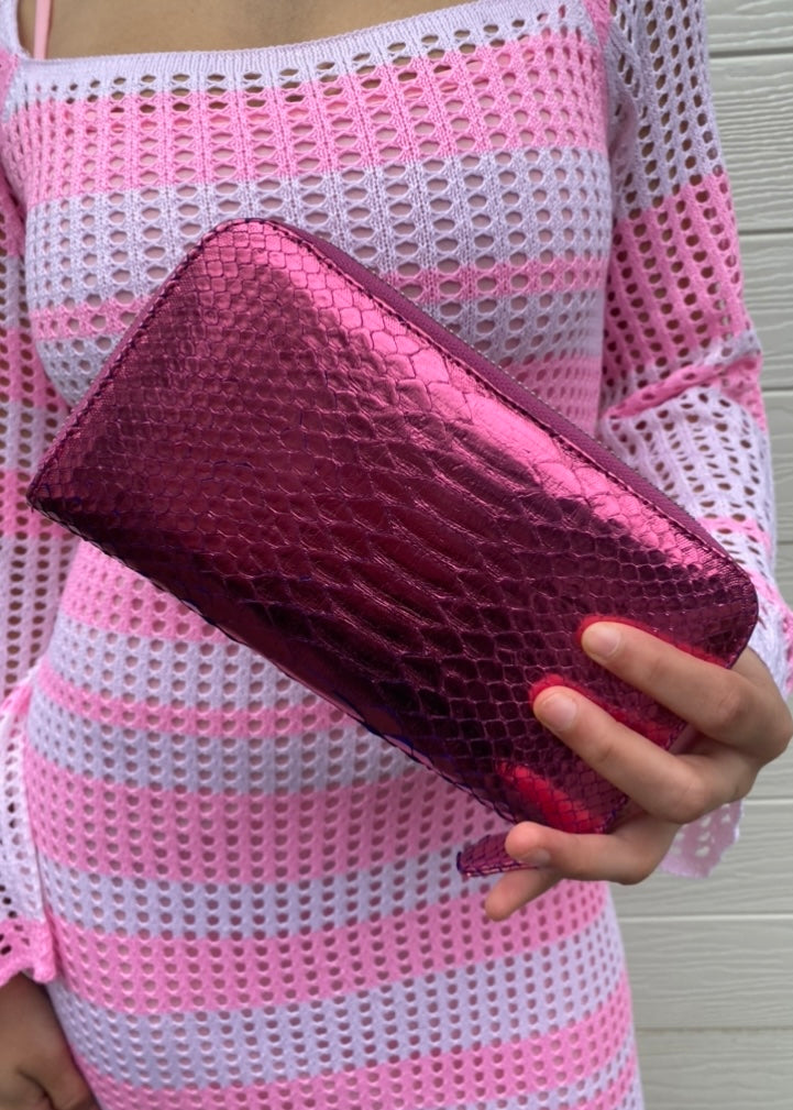 Wallet - Metallic neon pink